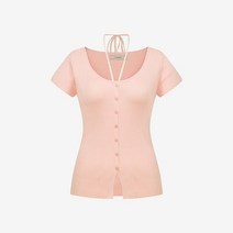 홀터 끈 브이넥 반팔 니트 풀오버 (VKUCG2976)