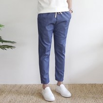 쿼터 남자 린넨 스판 밴딩 마 9부 여름 슬랙스 팬츠 8컬러