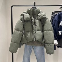 [KYO컴퍼니] ZARA 여성 숏패딩 후드 점퍼 여성 패딩 카키 패딩점퍼