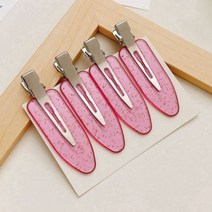 4개 셋트 헤어고정핀 컬러 반짝이 포니 메이크업핀 앞머리핀 셀룰로오스핀 자국안남는 머리삔 soob, 로즈