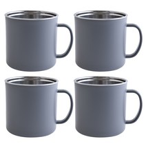 리빙스토리 스텐 머그컵 4p세트 430ml, 그레이 4p