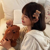 1+1 곰돌이 리본 집게 올림머리 머리 헤어핀