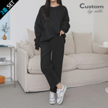 커스텀에이블 커스텀에이블 영문나염 맨투맨 와이드팬츠 2종세트_C2301SE003A