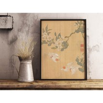 화조도 민화 도안 / 배꽃아래 흰 제비 신명연