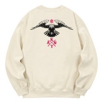 남자 여자 맨투맨 스웨트 셔츠 칸6312 KMC0103 이글 기모 - 크림