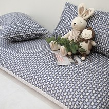 단잠 좌식소파-2인용(특대방석+대쿠션+솜포함), 스위트베어네이비1