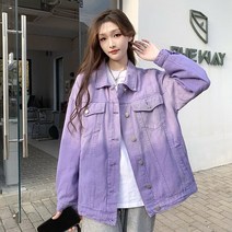 여성청자켓 데님자켓 데님셔츠 여자청자켓 2022 타이 다이 그라데이션 데님 재킷 느슨한 BF 스타일 진 코트