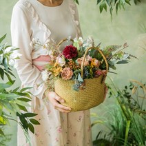 엔틱and데코 라탄 다용도 바구니 가방, 1개, M(미디움)