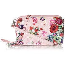 Vera Bradley RFID 보호 기능이 있는 면 올인원 크로스바디 지갑 Hope Blooms 핑크 재활용 One Size