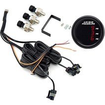 CNRAQR 3개의 디스플레이 에어 서스펜션 게이지 라이드 공기 압력 5.1cm(2인치) 0-290PSI 1/8NPT 센서 3개 및 516.4피트) 케이블 LCD 블루, Red LCD