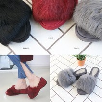 프리티슈 여자 통굽 페이크퍼 슬리퍼 사무실 슬리퍼 실내화 (6cm)