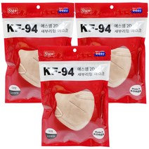 비엠티 그린에어 슬림핏 KF94 대형 10매입 새부리형마스크, 베이지 10매입, 3개