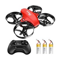 초보자도 쉽게 비행할 수 있는 Potensic 업그레이드 A20 미니 드론 자동 호버링 기능이 있는 RC 헬리콥터 쿼드콥터 헤드리스 모드 배터리 3개 및 원격 제어, red