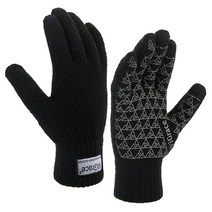 ViGrace Winter Warm Touchscreen Gloves for Men and Women Touch Screen Fleece Lined Knit Anti-Slip Wo, Large, Black