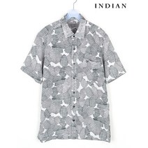 빈티지/ 인디안 반팔 남방/남성M/셔츠/체크/브랜드/4743