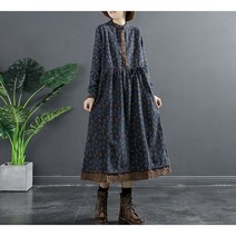 마마제이 여성의류 면 레이스 허리 스트링 플라워 롱 원피스 중년여성옷