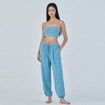 오즈이즈 _OZPG6042 슬림 웨이스트 립 조거팬츠 - 스틸 블루