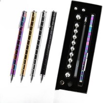 슈퍼 자석볼펜 네오디움 자석펜 학습도구 강력자석 신기한물건, 0.5mm, 08.실버 (링 13개+리필 2개)