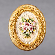 [오픈기념 특별할인] 이태리 24K 골드 카포디몬테 타원 꽃도자기 액자 Art.1824if3 - 이태리직수입