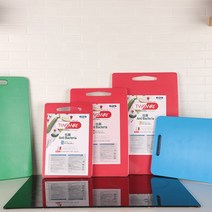 가정용 도마 칼라 위생 도마 양면도마, 투웨이 손잡이 양면도마, 대, 적색&흰색