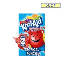 Kool-Aid 쿨에이드 언스위튼드 파우더 소프트 드링크 믹스 트로피칼펀치 0.16oz(4.8g) 50개입