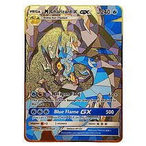hard iron pokemon cards gold metal pokemon letters pikachu mewtwo charizard vmax game collection car, e24