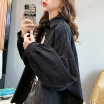 Makone 여자 봄가을 상의코듀로이 셔츠 여 봄 가을 긴팔 루즈핏 상의 셔츠 여 코디 코트