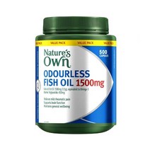 Natures Own 무취어유 오메가3 Odourless Fish Oil 1500mg 500 Capsules Exclusive Size, 1개, 1