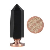 Amogeeli 면 블랙 흑요석 스톤 왁스 씰 스탬프 공예 결혼식 초대장 봉투용 탈착식 구리 헤드가 있는 육각형 지팡이 스탬프 핸들 러브 트리 540238, Happy Birthday