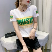 여름 상의 레터링 프린트 슬림핏 순면 반팔 티셔츠 여