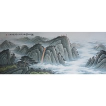 느낌있는 배산임수 그림 진경산수화 안방풍수지리 풍속도 산수화 개업선물, B