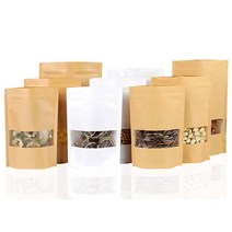 소분용 스탠드 지퍼백 투명 진공 크라프트 커피봉투, 화이트창 스탠드지퍼백