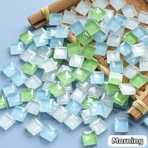 300g/10.58oz (약. 300pcs) 유리 모자이크 타일 1cm/0.39in 사각형 공예 DIY 만들기 재료 0.4mm/0.15in 두께, 300g-10.58oz, Morning