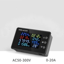 KWS AC 8 인 1 220V 110V 50V 300V 100A 디지털 전력 에너지 전압계 전류계 전압 전력계 Kwh 온도 측정기 시간 CT, 01 AC20A