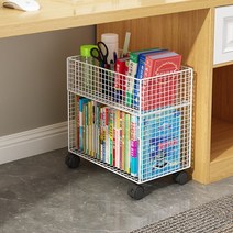 BLOWFISHFUGU 이동식책장 바퀴책장 이동형책장 책 수납 선반 이동식 책장 수납장, 2층, 화이트