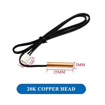 온도센서 40cm 에어컨 온도 센서 5K 10K 15K 20K 50K 100K 튜브 고무 헤드 구리 1 개입, [04] 20K copper head