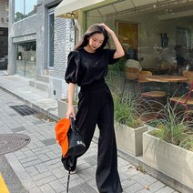 쉐얼유 여성 쉐이브 퍼프 상하의 투피스 세트