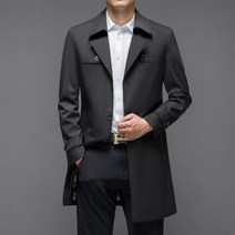 빅사이즈 남성 트렌치코트 봄 가을 롱 우수한 품질 패션 아우터 자켓 스마트 캐주얼 6xl 특대 바바리 코트