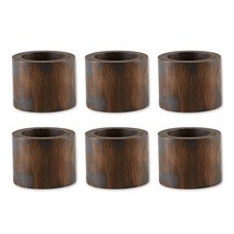 DII 기본 냅킨 링 컬렉션 장식용 목재 대형 세트 스타일 블랙 럽(Black Rub) 마감 6 개, Black Rub Finish