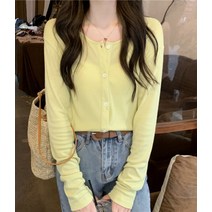 랜도크 라운드넥 베이직 반크롭 가디건 4color 23022330