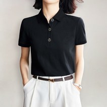 티느 버튼 포인트 반팔 카라 티셔츠