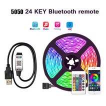 방송조명 유튜브 방송용 링라이트 촬영 조명 장비 제품 5V Usb Led 스트립 Rgb 5050 Luces Tv 백 5M 리본 블루투스 매직 홈 주방 방 694EA 4, 5050 Bluetooth 24Key, 10m