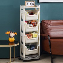 바퀴달린선반 바퀴달린수납장 틈새트롤리 세탁실 이동식 미니, 4단 바구니