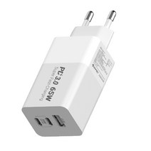 프라임큐 초고속 GaN 65W PD3.0 PPS 3포트 C타입 고속 멀티 충전기 어댑터, 화이트