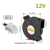 50x50x15mm 40x40x20mm 송풍기 냉각 팬 12v24v 2pin xh2.54 3d 프린터 부품 용 터미널 케이블 열 침대 팬 쿨러 라디에이터, 5015 12v