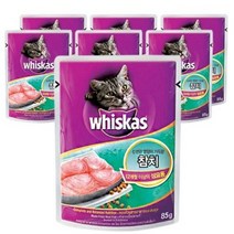 위스카스 고양이 습식사료 파우치 참치, 생선, 85g, 7개, 85g