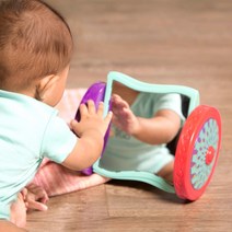 아기 안전 거울 딸랑이 시각 청각 발달 루키 미러 신생아 장난감 B. Toys Activity Looky Mirror Roly-Poly for Tummy Time 0 Months