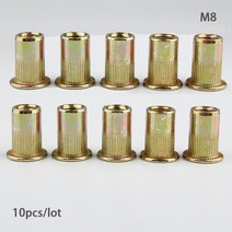 인서트 번데기 너트 10Pcs M3 M4 M5 M6 M8 M10 M12 리벳 인서트 캡 너트 아연 도금 탄소강 널링 플랫 헤드 스레드, 05 M8
