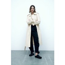독일 자라 ZARA 벨트가 있는 인조 가죽 트렌치 - 에크루 103065