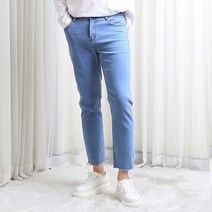 YK 히든밴딩 밑단컷팅 하이스판 스카이블루청바지(CUDG50352)